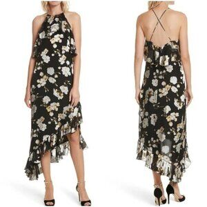 NWT Alice + Olivia Black Fabiola Burnout MIdi Dress $495